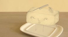hand-drawn butter combs its hair