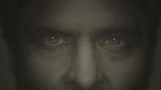 close-up of the eyes of the actor Joaquin Phoenix in black and white